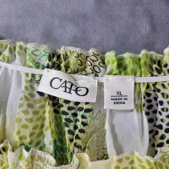 Cato Womens XL‎ Peasant Flowy Top Boho Festival Spring Summer Green Blue Floral - Picture 2 of 11